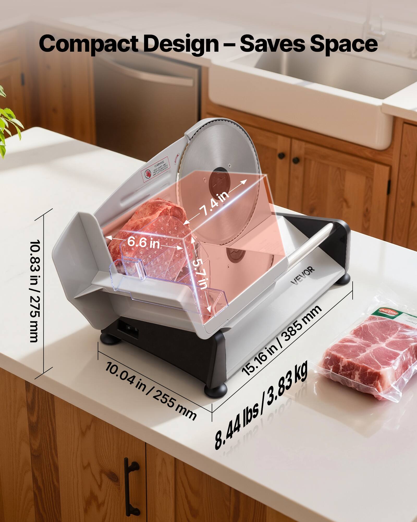 Compact Design - Saves Space

- 10.83 in / 275 mm
- 7.4 in
- 6.6 in
- 5.7 in
- 10.04 in / 255 mm
- 15.16 in / 385 mm
- 8.44 lbs / 3.83 kg