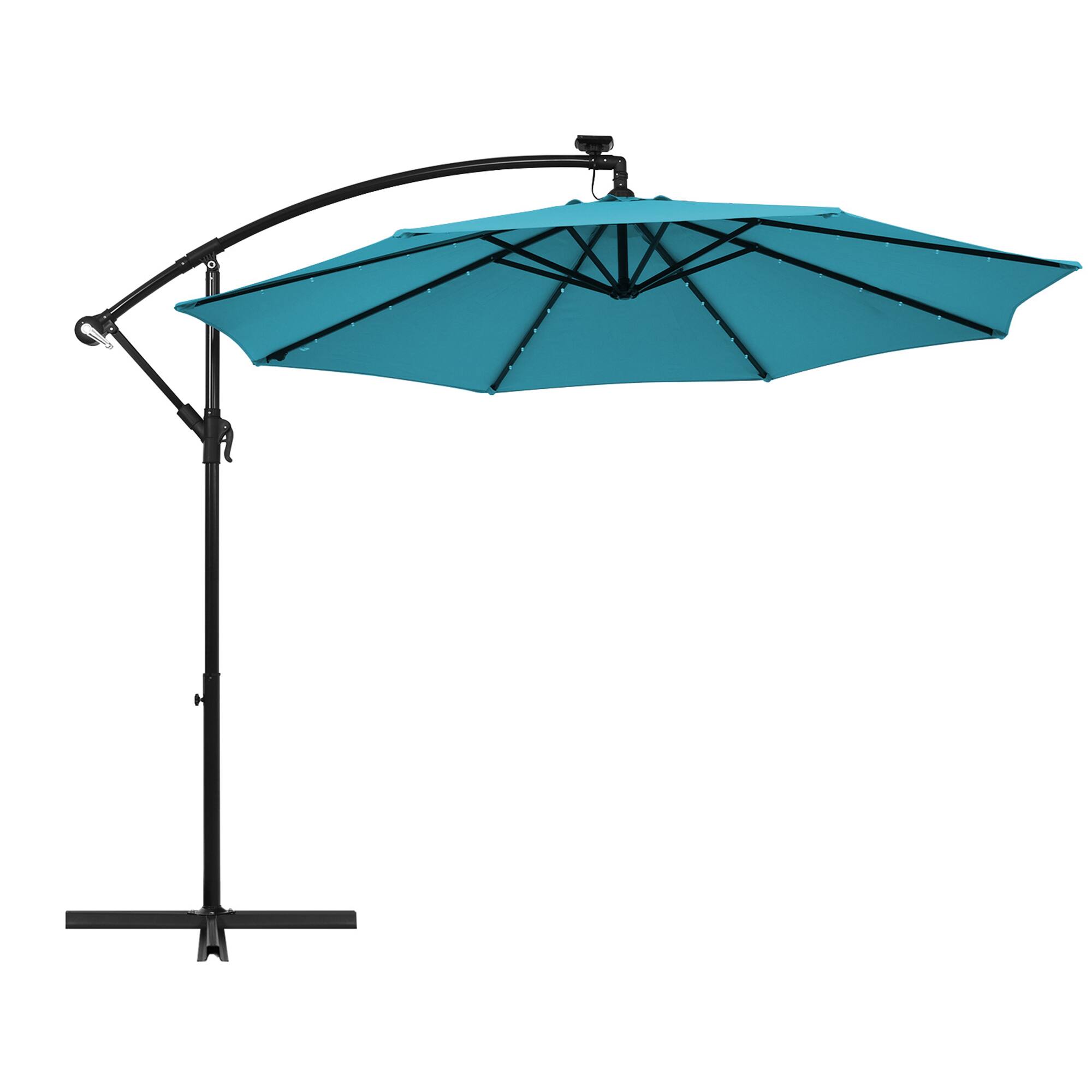 Alt View 5. Gymax - Gymax 10ft Solar Patio Umbrella Outdoor Offset Hanging Umbrella w/ 40 LED Lights Turquoise - Turquoise.