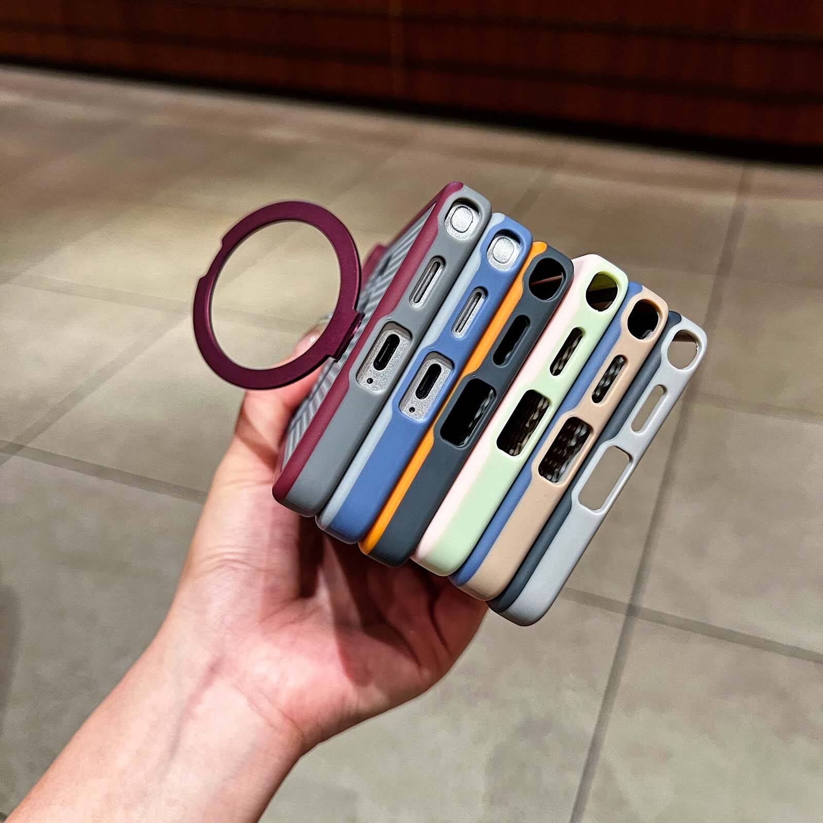 Alt View 3. Dteck - Magnetic Case for Samsung Galaxy S26 Ultra with Hidden Ring Stand, Slim Shockproof Mesh Cooling Cover Built-in Lens Film - Gray.