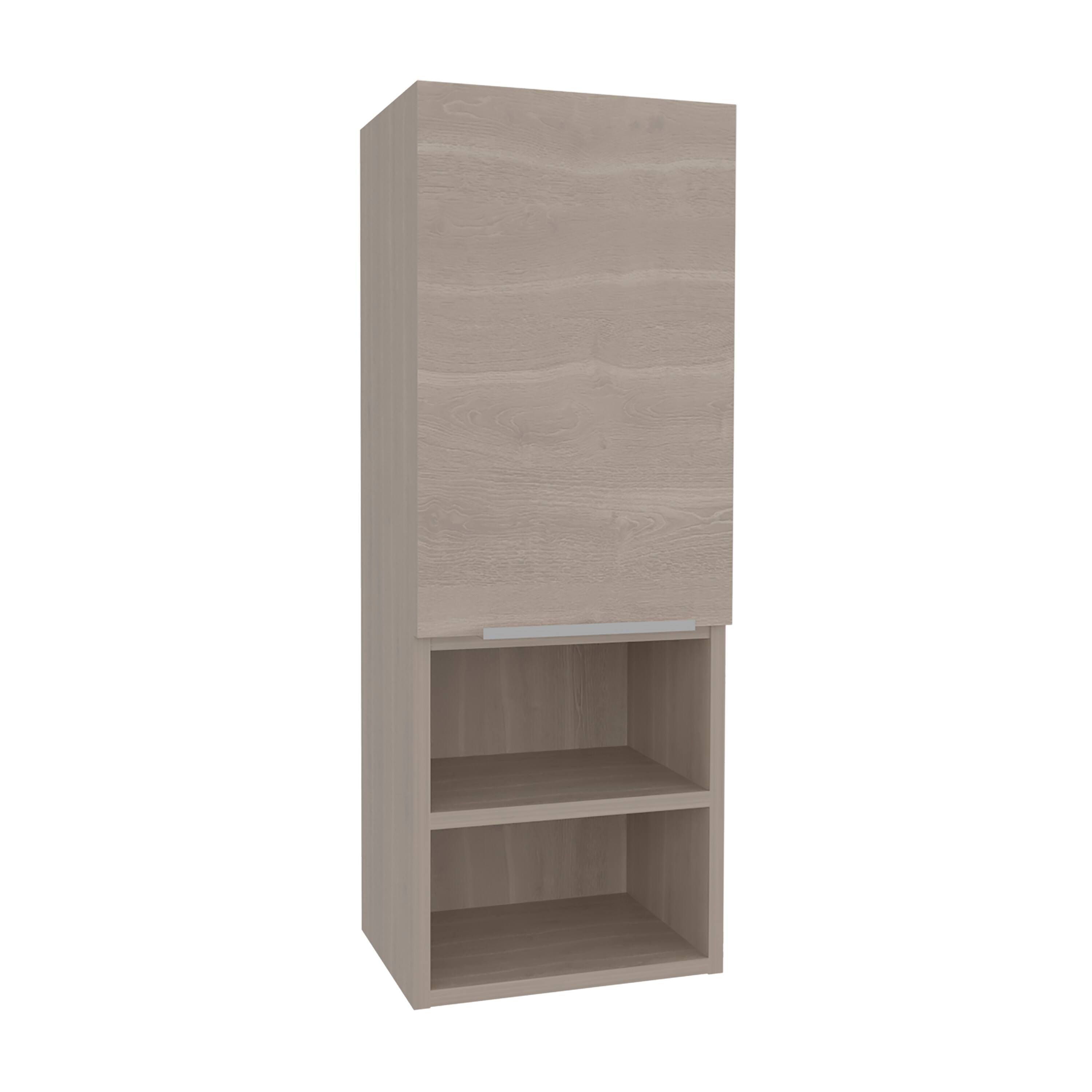 Back. TuHome - Mila Bathroom Cabinet, Two Interior Shelves, Two External Shelves, Single Door Cabinet - Light Gray.