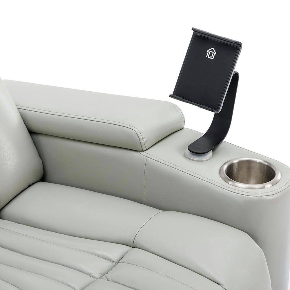 Alt View 7. Kadyn - 270° Power Swivel Home Theater Recliner with Arm Storage, LED Strip, Cup Holder, Tray Table & Phone Holder - Gray.