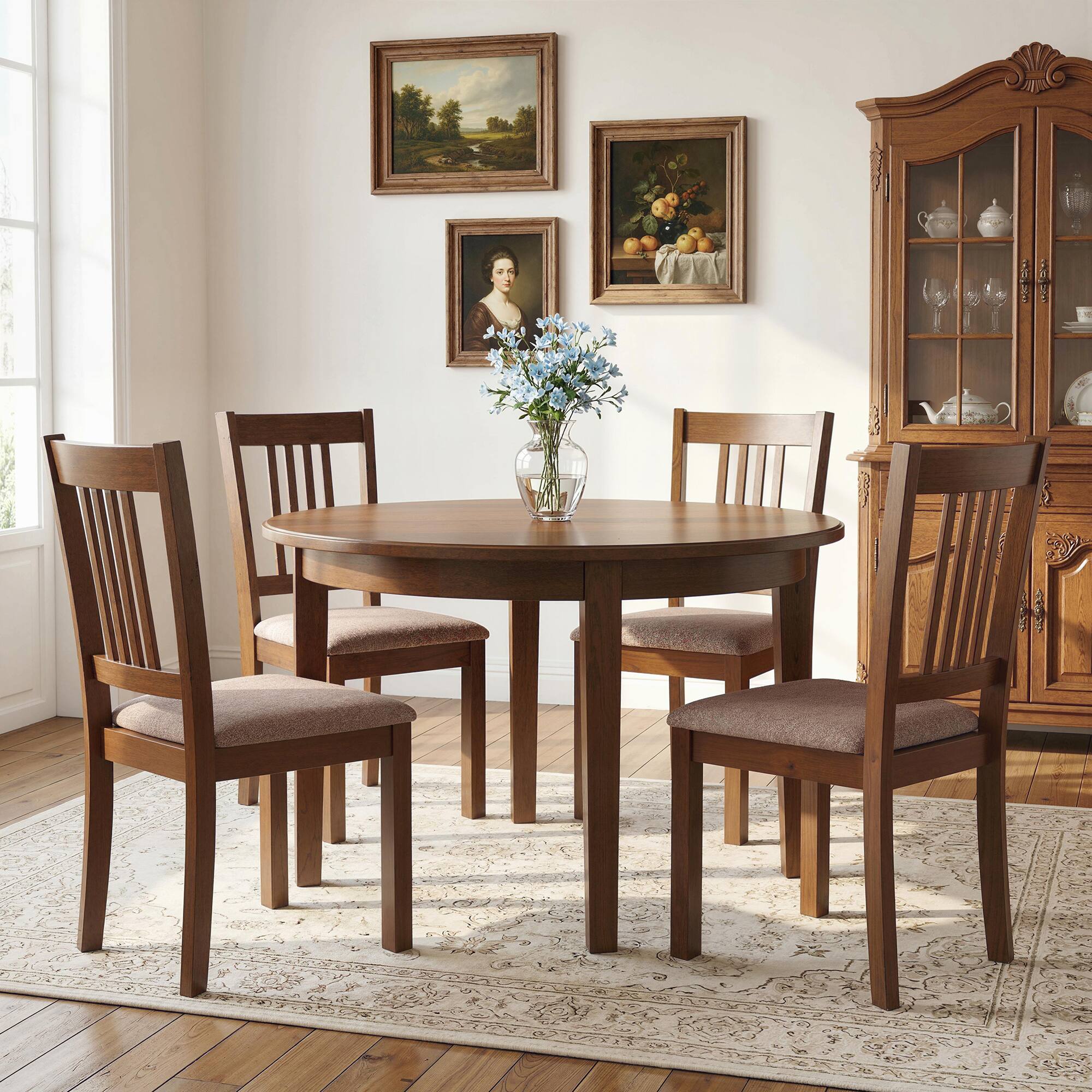 Alt View 7. Homcom - Chairs Set of 2 Linen Upholstered Kitchen Chairs with Rubberwood Legs for Dining Room Living Room Walnut - Walnut, Taupe.