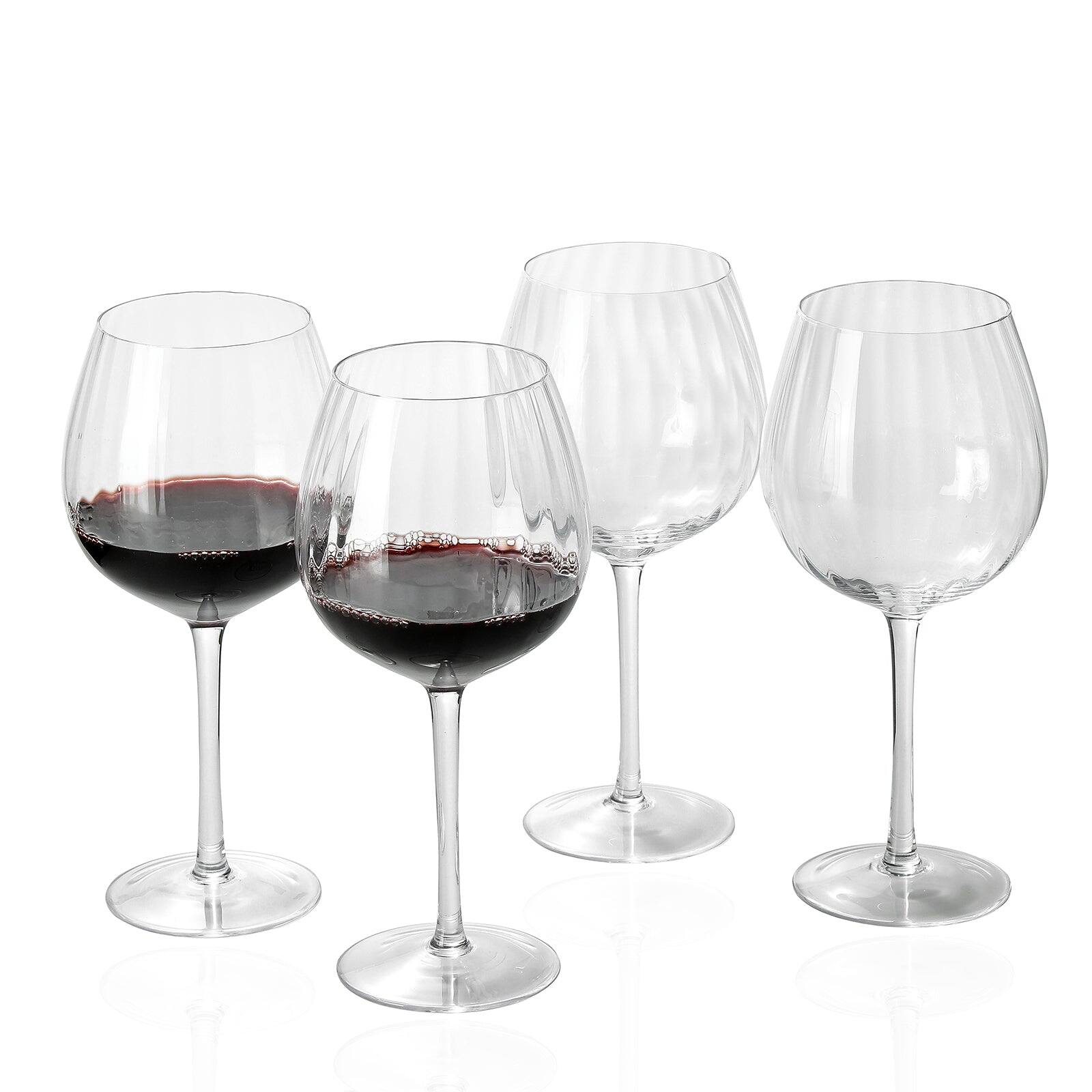 Front. BreeBe - Ribbed Optic Wine Glasses set of 4 - Clear.