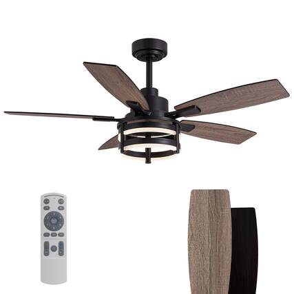 Front. Siljoy - 46-in Farmhouse Ceiling Fan with Light and Remote Control Include Use LED for Indoor and Out door - Black.