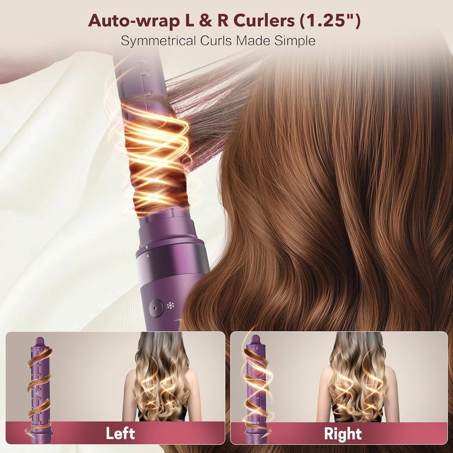 Auto-wrap L & R Curlers (1.25")  
Symmetrical Curls Made Simple  

Left  
Right