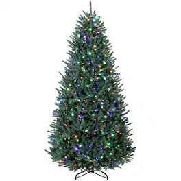 Homcom - Prelit Christmas Tree, Colorado Blue Spruce, Easy Plug - Green