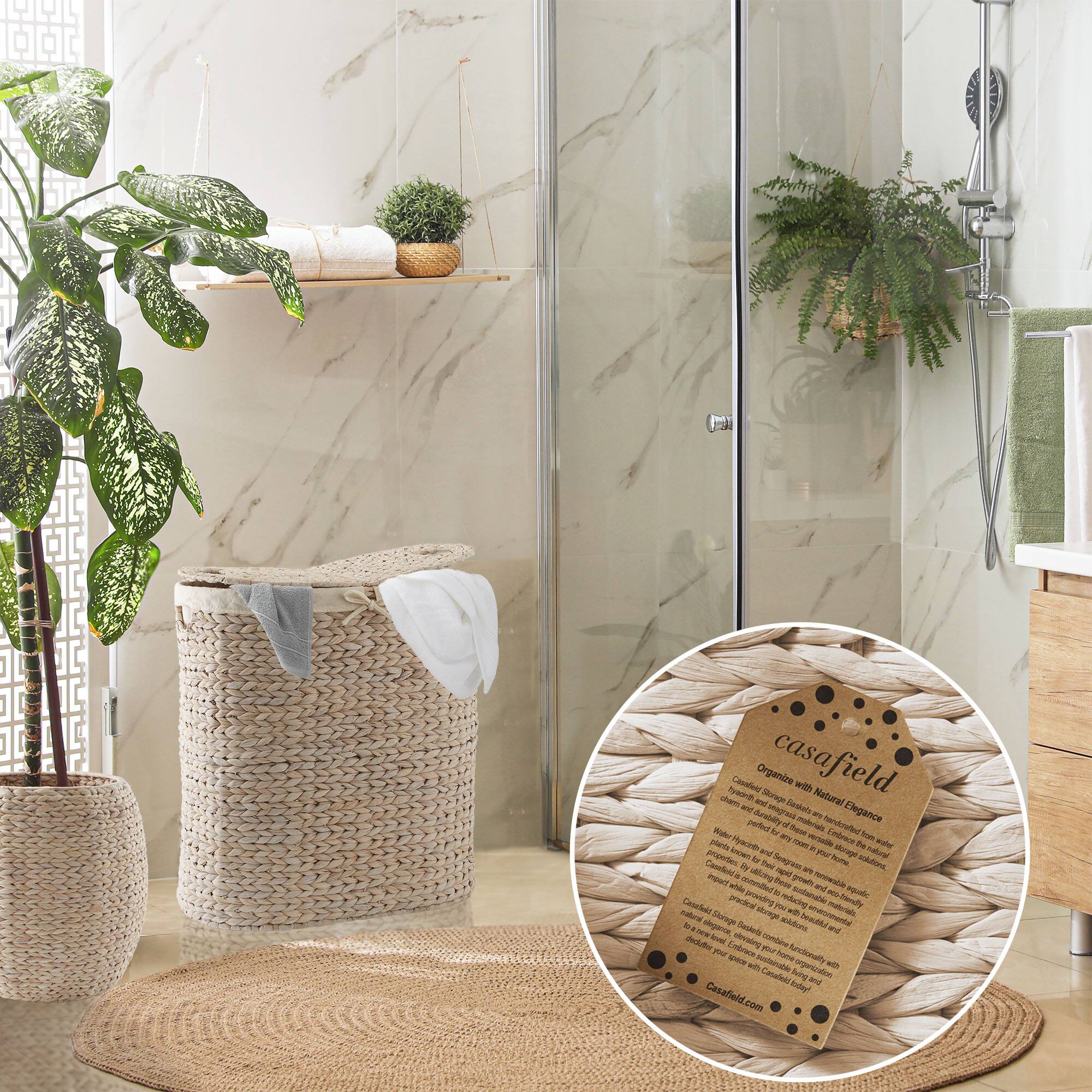 casafield

Organize Storage with Natural Elegance

- Reclaimed and recycled materials used in the production of the baskets, ensuring a sustainable and eco-friendly product.
- Perfect for bathrooms, bedrooms, and living rooms, these baskets are versatile and can be used for various purposes.
- Made from high-quality, durable materials that are resistant to water and mold, making them ideal for use in humid environments.
- The baskets are designed to be stackable, saving space and providing a neat and organized look.
- The baskets are handcrafted, ensuring a unique and personalized touch to your home decor.
- The baskets are available in different sizes and shapes, allowing you to choose the one that best fits your needs.
- The baskets are easy to clean and maintain, ensuring they look new for a long time.
- The baskets are perfect for storing towels, clothes, and other items, keeping your home tidy and organized.
- The baskets are available in a natural color, adding a touch of warmth and elegance to any room.
- The baskets are made in Portugal, a country known for its high-quality craftsmanship and attention to detail.
- The baskets are available on casafield.com