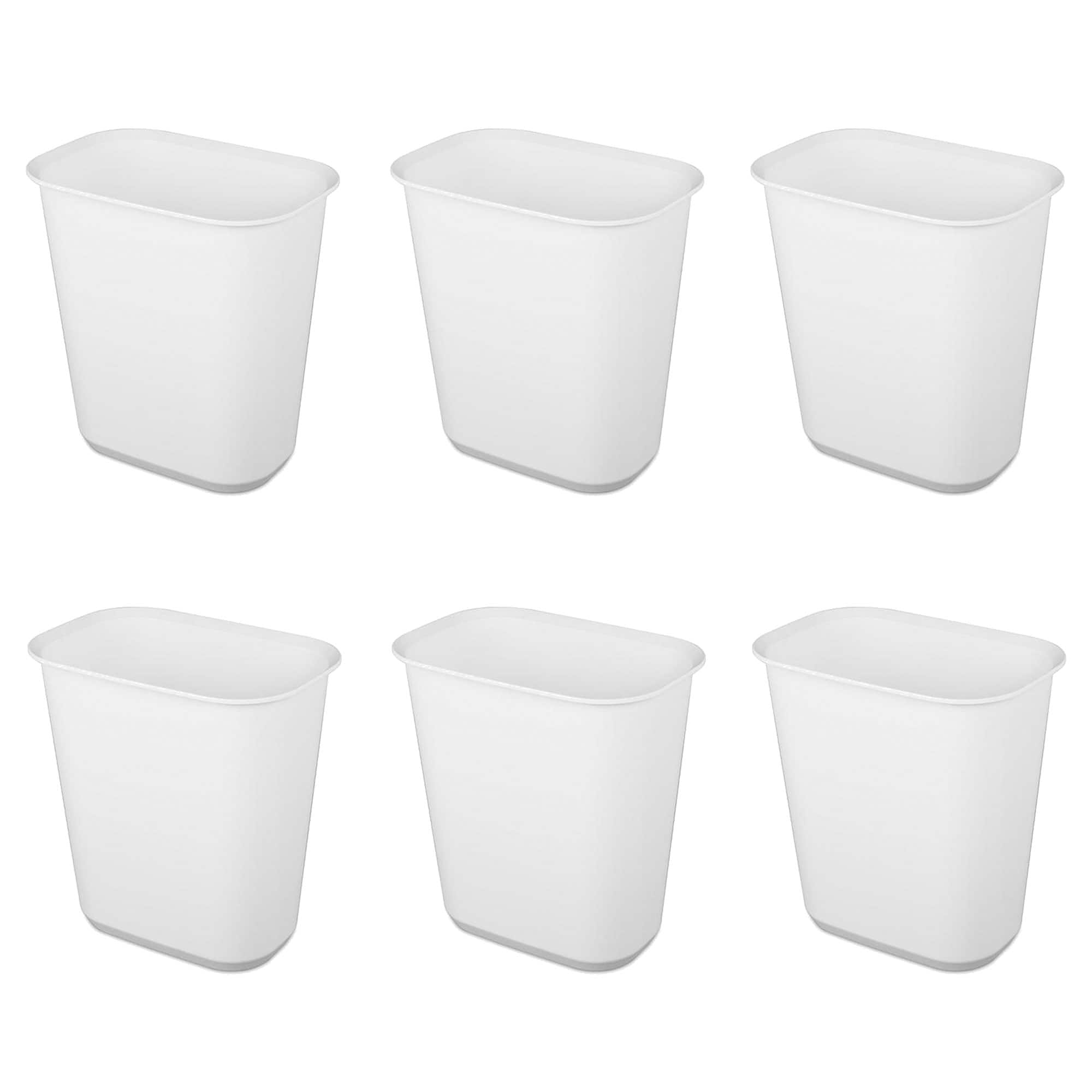 Sterilite - Rectangular Wastebasket 5.5 Gallon Open Top Trash Bin, 6 Pack - White