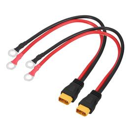 Unique Bargains - 2pcs XT60 to O Ring Terminal Cable, 10AWG 1FT XT60 Male 600V to O Ring for Lithium Battery/Solar/Drone - Black/Red