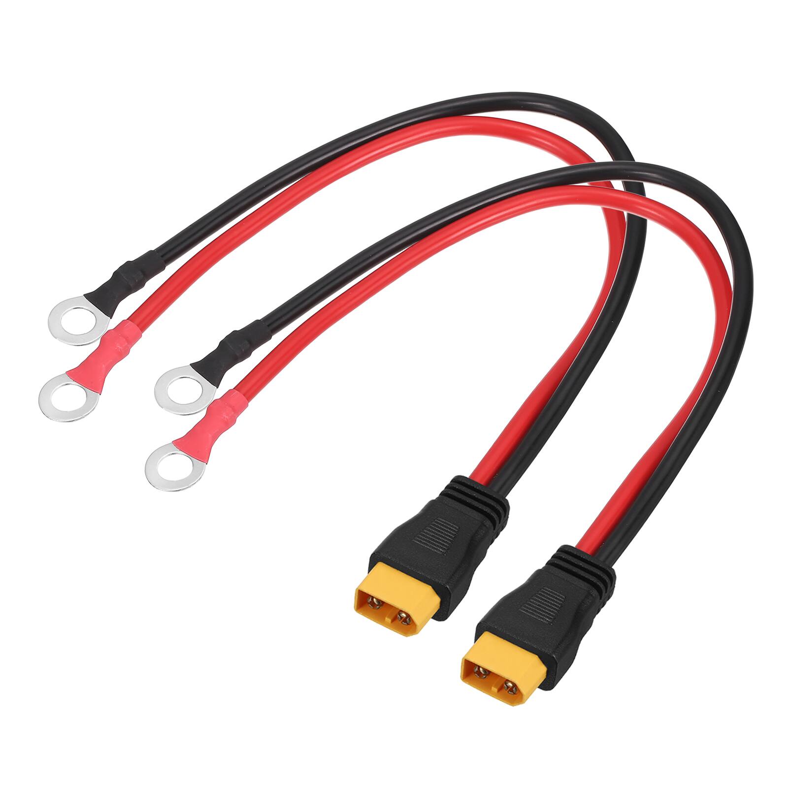 Front. Unique Bargains - 2pcs XT60 to O Ring Terminal Cable, 10AWG 1FT XT60 Male 600V to O Ring for Lithium Battery/Solar/Drone - Black/Red.