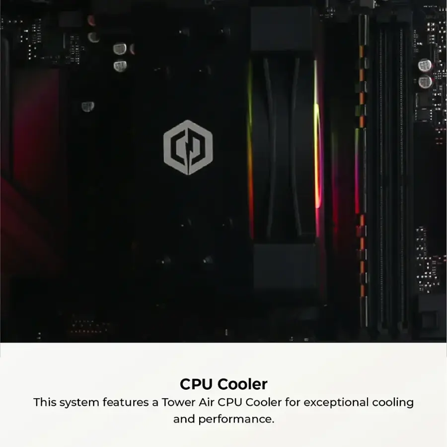 The image features a CPU cooler, which is part of a computer system. The cooler is designed to provide exceptional cooling and performance for the computer.