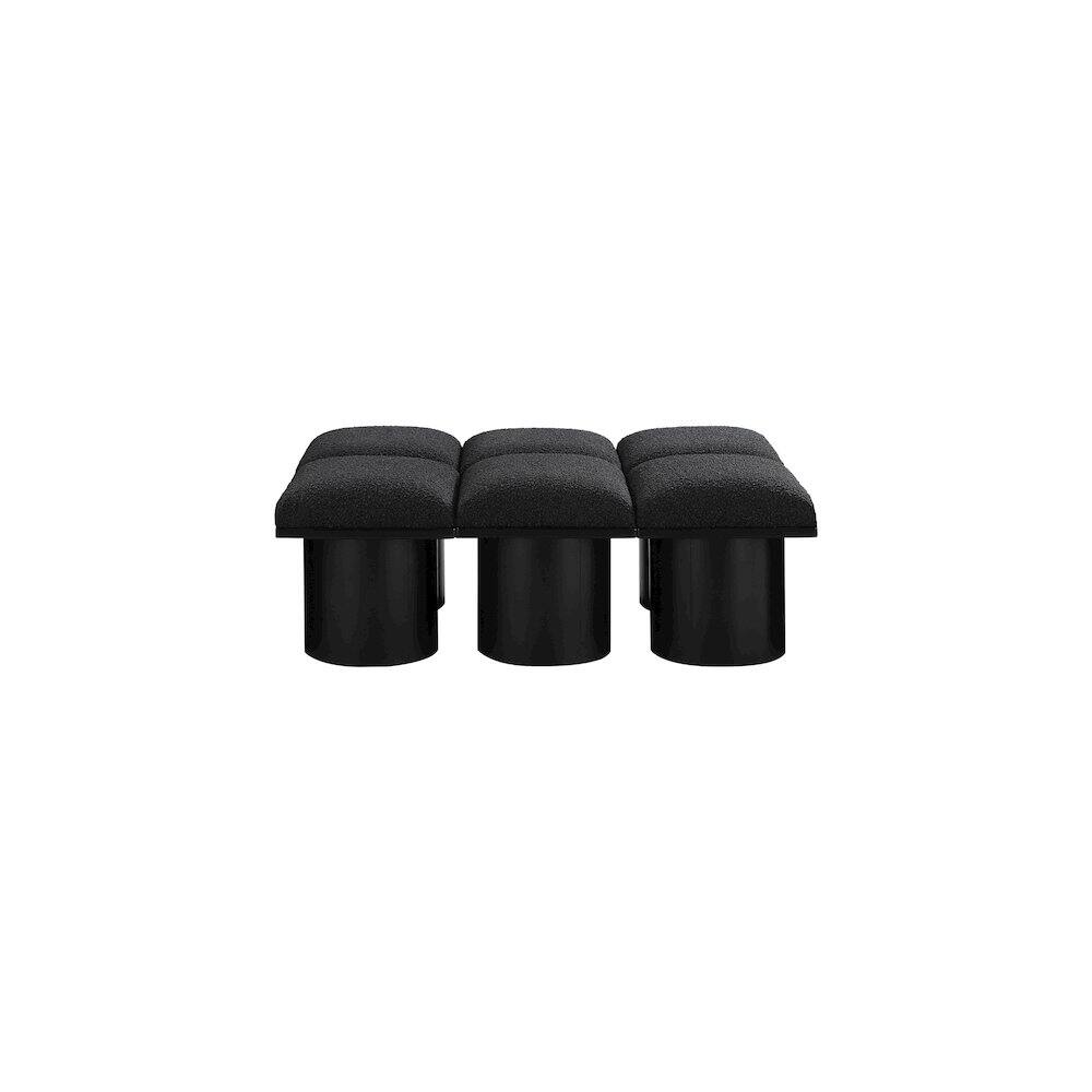 Angle. Meridian Furniture - Pavilion Black Boucle Fabric Bench - Black Boucle Fabric.