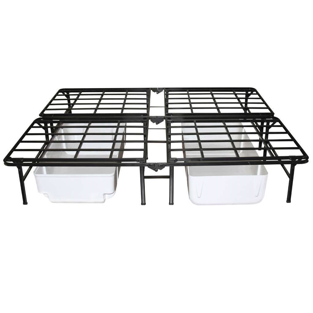 Angle. Hivvago - Queen size Heavy Duty Metal Platform Bed Frame - Supports up to 4,400 lbs - Black.