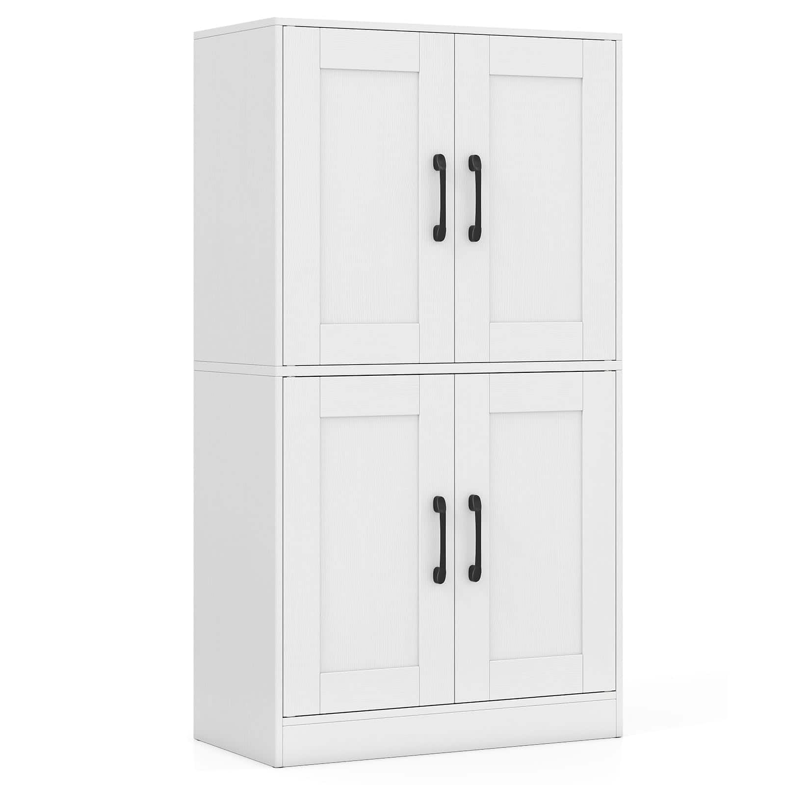 Ecooso - 43.5" Bathroom Storage Cabinet with Doors, Adjustable Shelves, Freestanding Floor Organizer - White