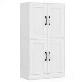 Ecooso - 43.5" Bathroom Storage Cabinet with Doors, Adjustable Shelves, Freestanding Floor Organizer - White