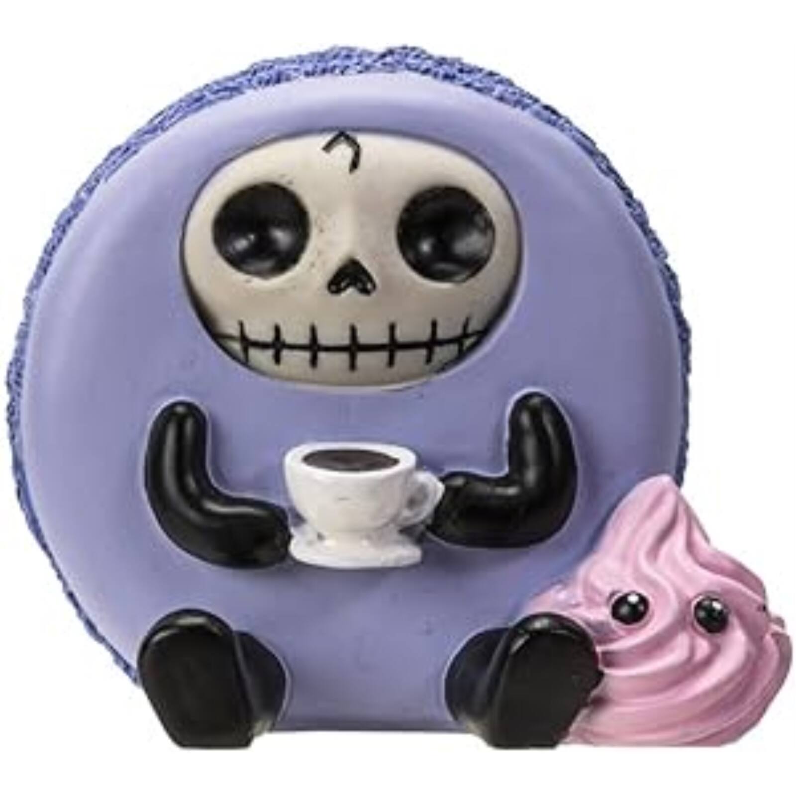 Front. Pacific Trading - Furrybones Ronny The Lavender Purple Macaron With Coffee Cup Furry Bone Figurine - Purple.