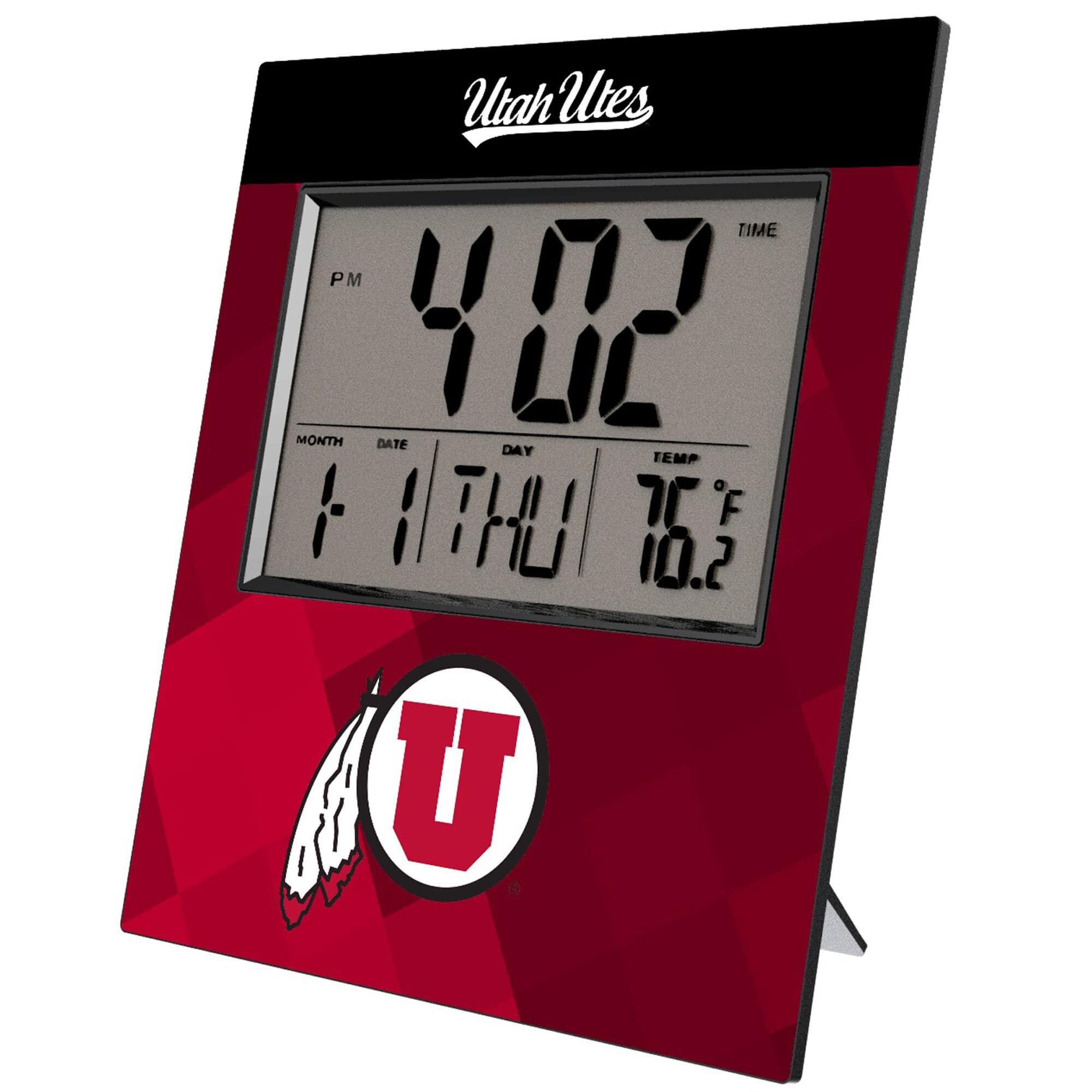 Keyscaper - Utah Utes Color Block Digital Desk Clock - Multicolor