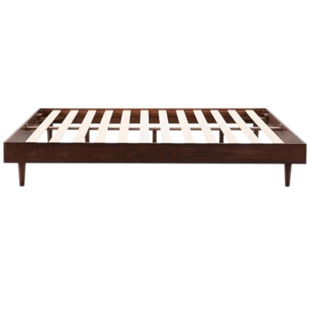 Hivvago - Queen size Mid-Century Modern Platform Bed Frame Wood Finish - Dark Brown