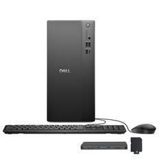 Front. Dell - Dell Tower Desktop,Intel Ultra 5 225,32GB RAM,2TB SSD+160GB Dock Set,UHD Graphics,Keyboard & Mouse,Win 11,Black - Black.