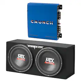 MTX - 12" 1200W Car Audio Subwoofer Box Enclosure & Crunch PowerDriveX Stereo Amp - Black