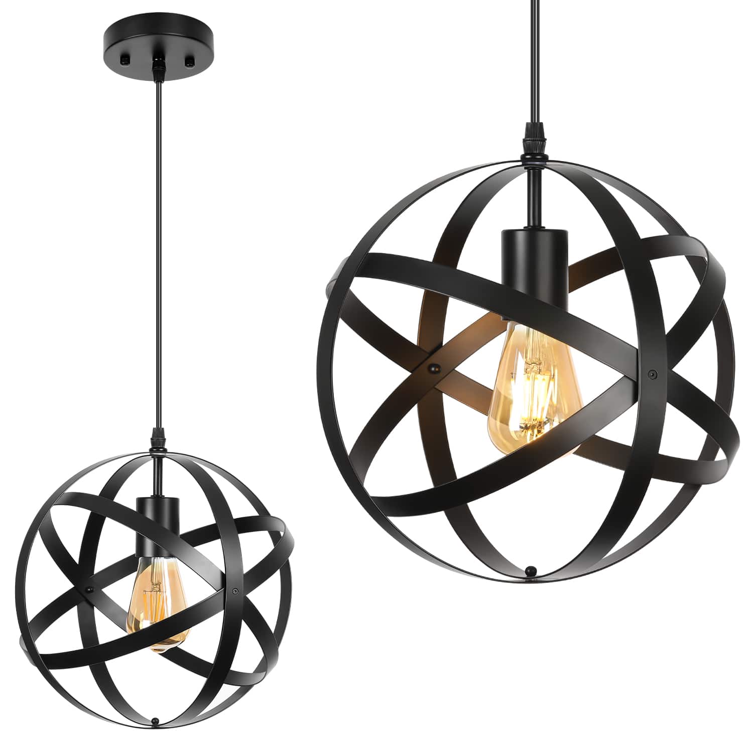 Oumilen - Modern Spherical Cage Pendant Light, E26 Base