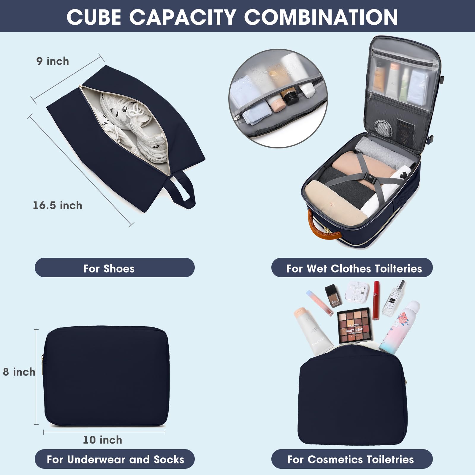 Alt View 2. Stamp n Camp - Large Carry On Travel Backpack  Flight Approved 40l Waterproof Personal Item Daypack For Women Weekender Bag Fit 17inch - Z-black-brown-18inch.