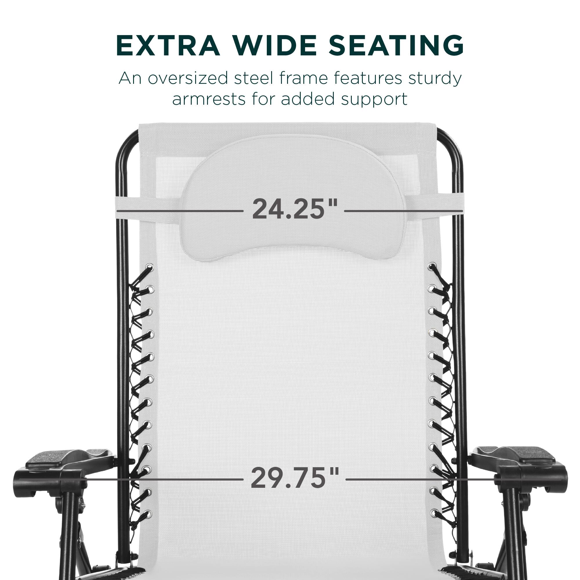 EXTRA WIDE SEATING

An oversized steel frame features sturdy armrests for added support

24.25"

29.75"