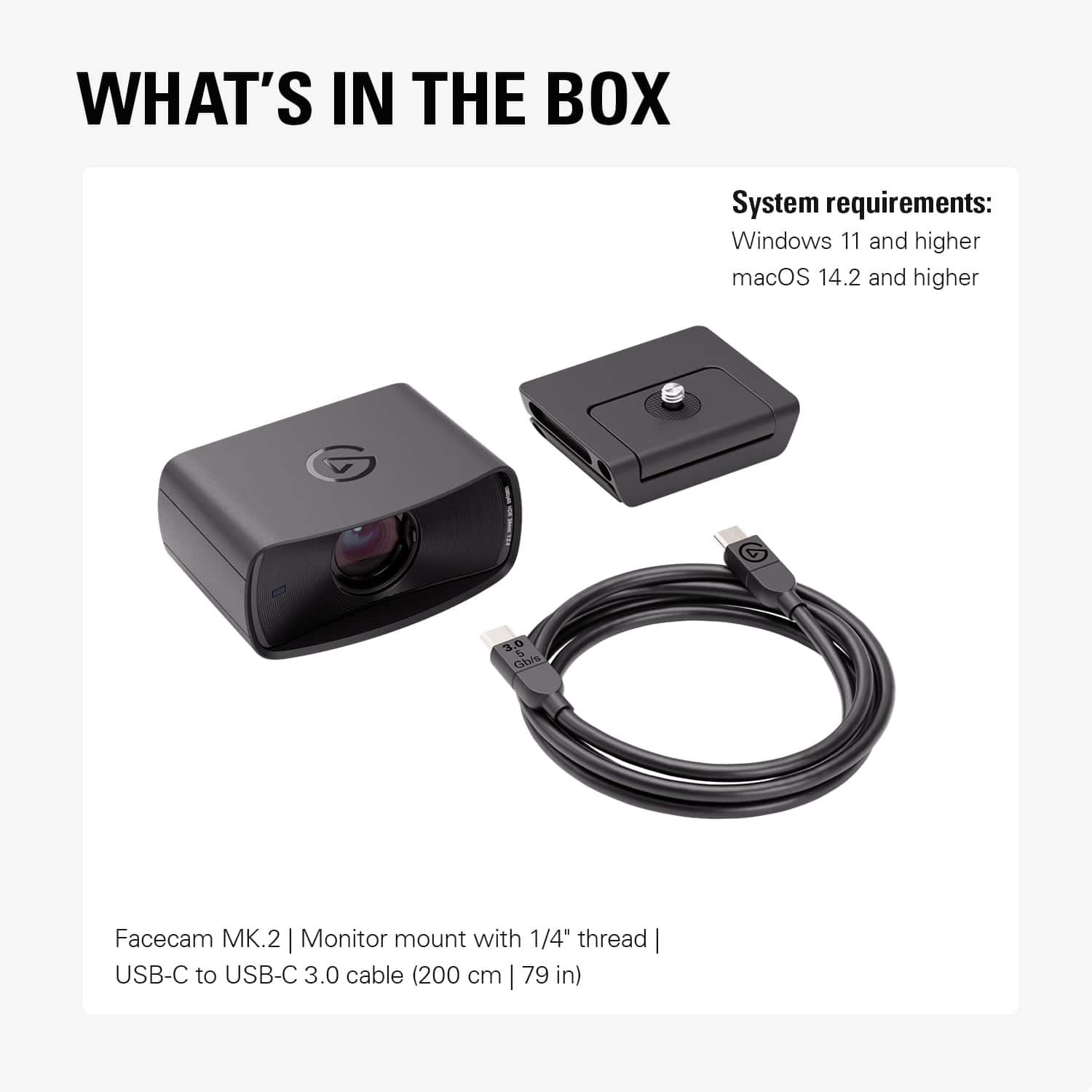Elgato Facecam MK.2 1080p60 Full HD Webcam, Ultra Low Latency
