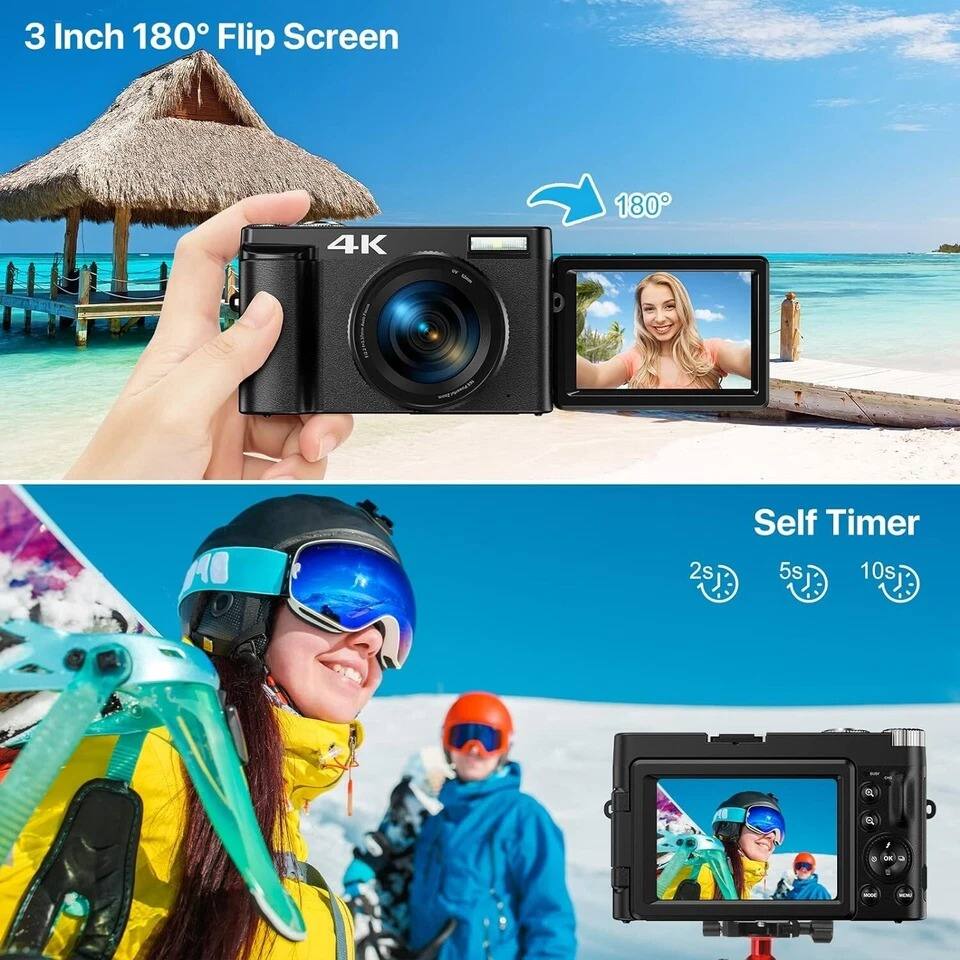 3 Inch 180° Flip Screen

4K

180°

Self Timer

2s 5s 10s