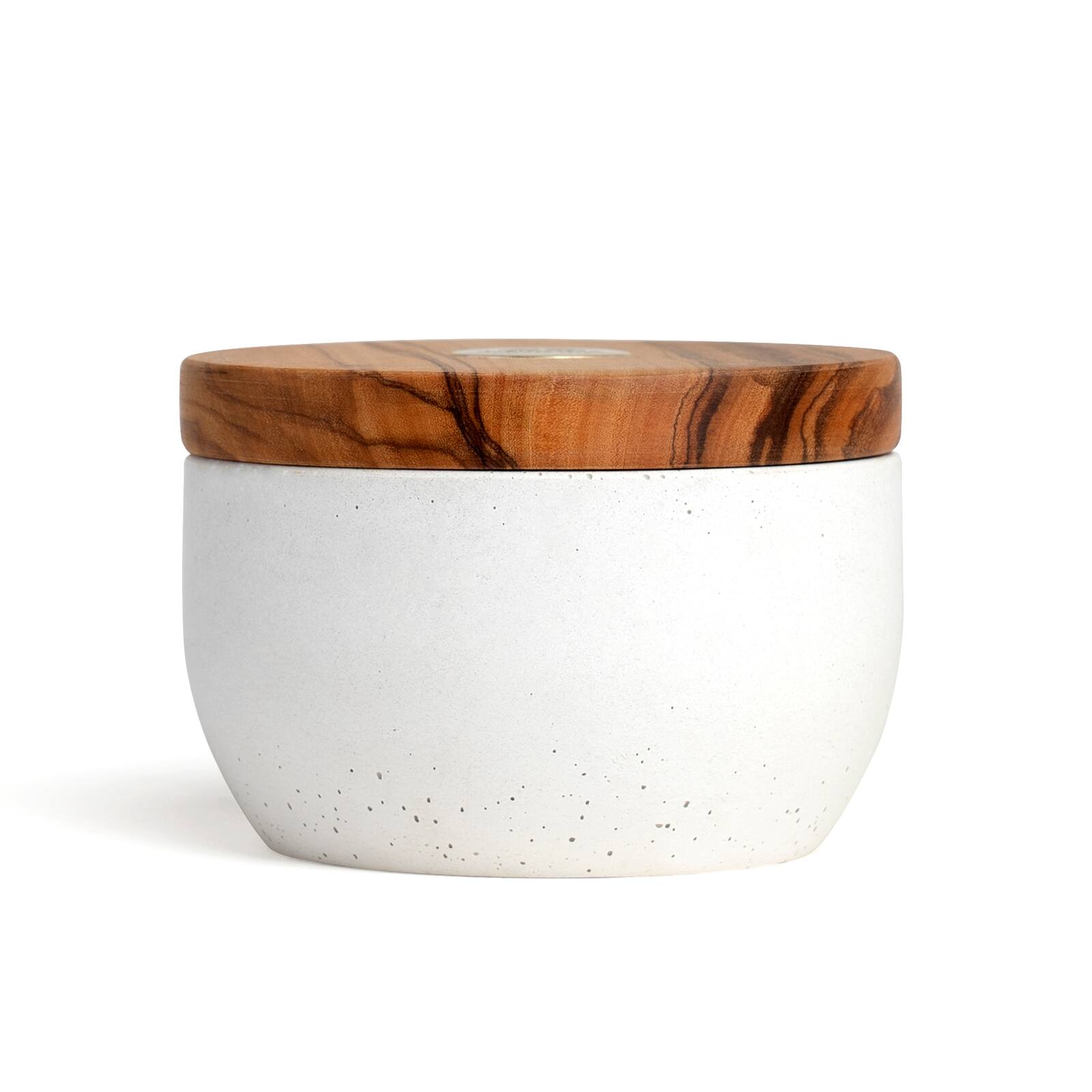 Alt View 1. Berard - France Olive Wood & Concrete Salt Keeper Box - Brown.