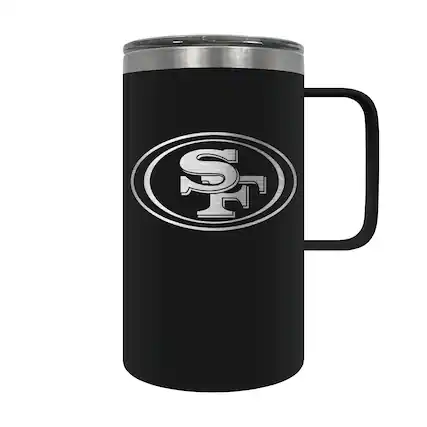 Front. Great American Products - San Francisco 49ers 18oz. Hustle Travel Mug - Black.