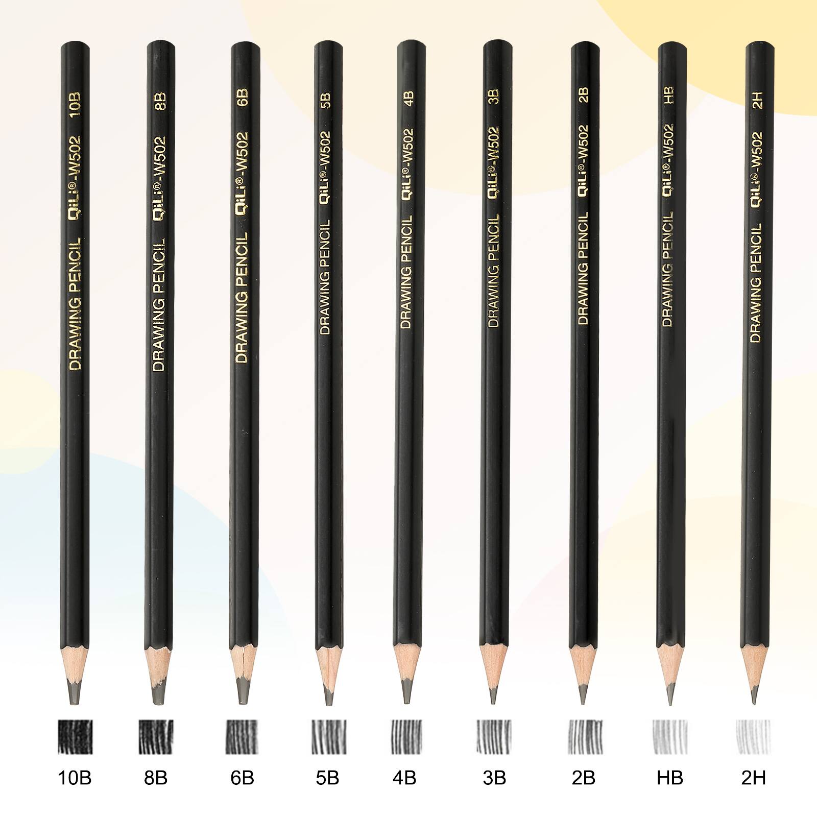 10B QiLi-W502 PENCIL DRAWING  
8B QiLi-W502 PENCIL DRAWING  
6B QiLi-W502 PENCIL DRAWING  
5B QiLi-W502 PENCIL DRAWING  
4B QiLi-W502 PENCIL DRAWING  
3B QiLi-W502 PENCIL DRAWING  
2B QiLi-W502 PENCIL DRAWING  
HB QiLi-W502 PENCIL DRAWING  
2H QiLi-W502 PENCIL DRAWING