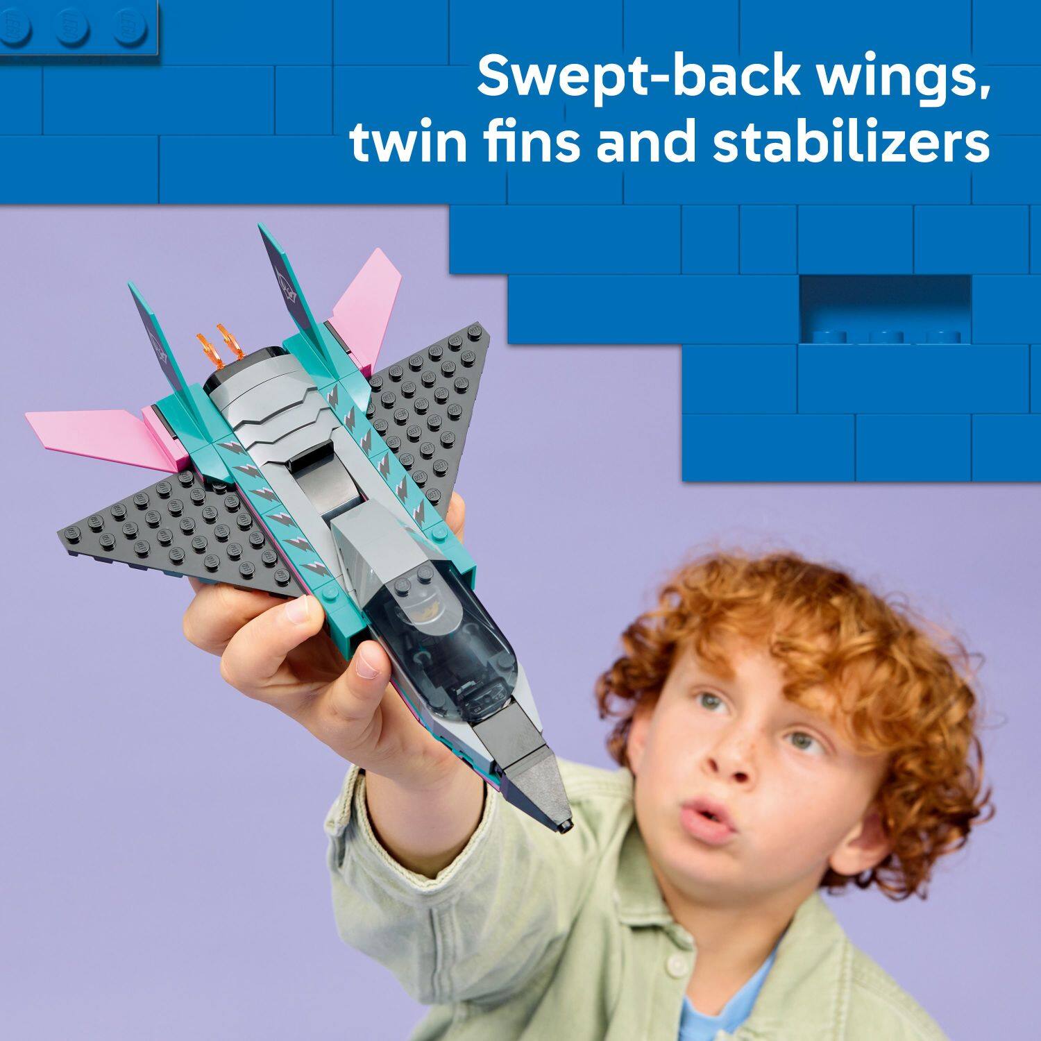 Swept-back wings, twin fins and stabilizers