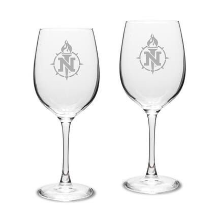 Front. Jardine - Northern Michigan Wildcats 16oz. 2-Piece Traditional White Wine Glass Set - Multicolor.