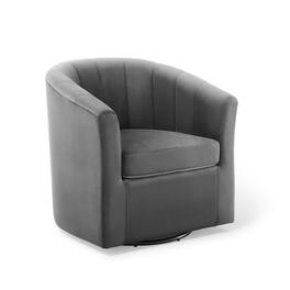Prospect Performance Velvet Swivel Armchair by Modway - Black