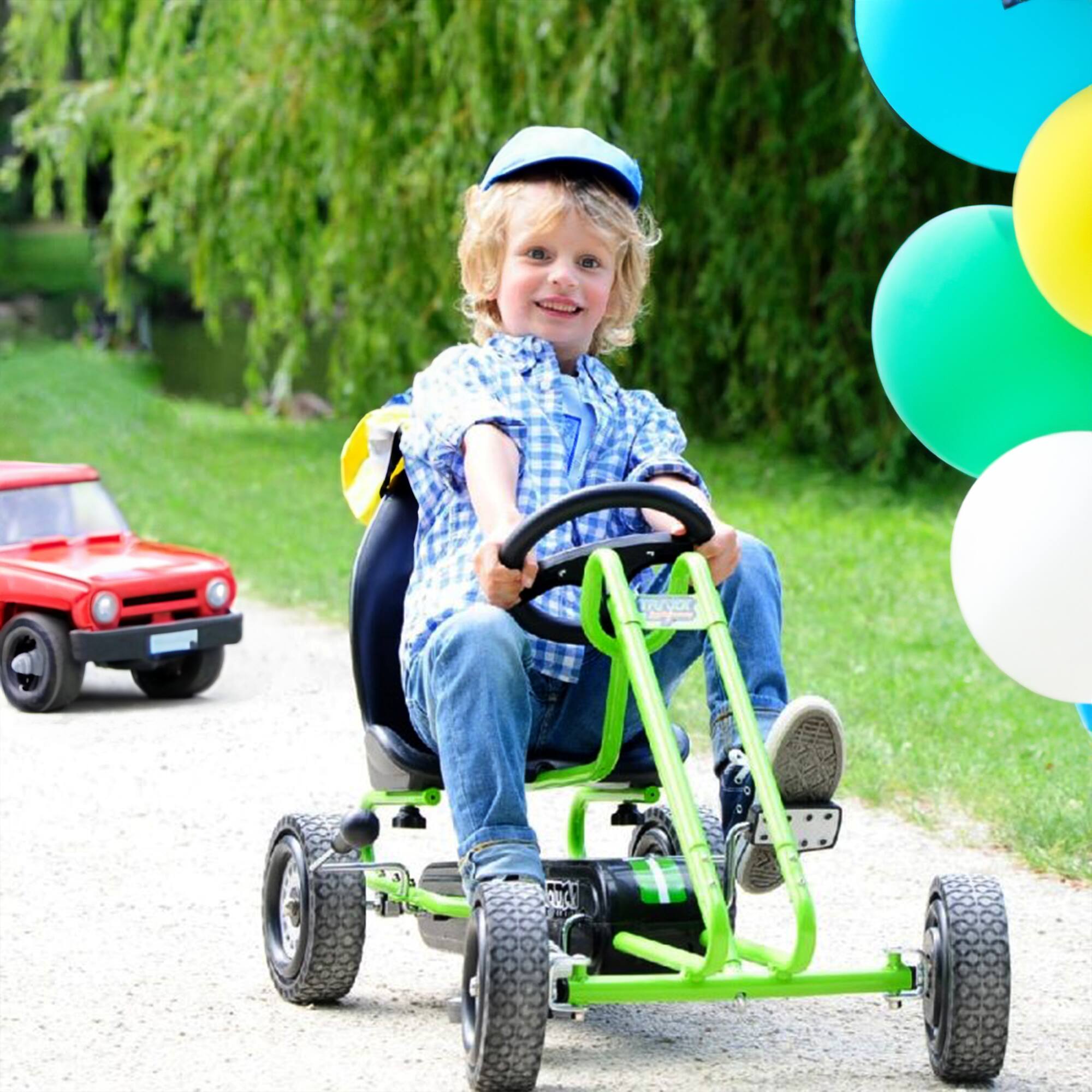 Alt View 5. hauck - hauck Ergonomic Pedal Ride On Go Kart Toys for Boys and Girls Ages 4 to 8, Green - Race Green.