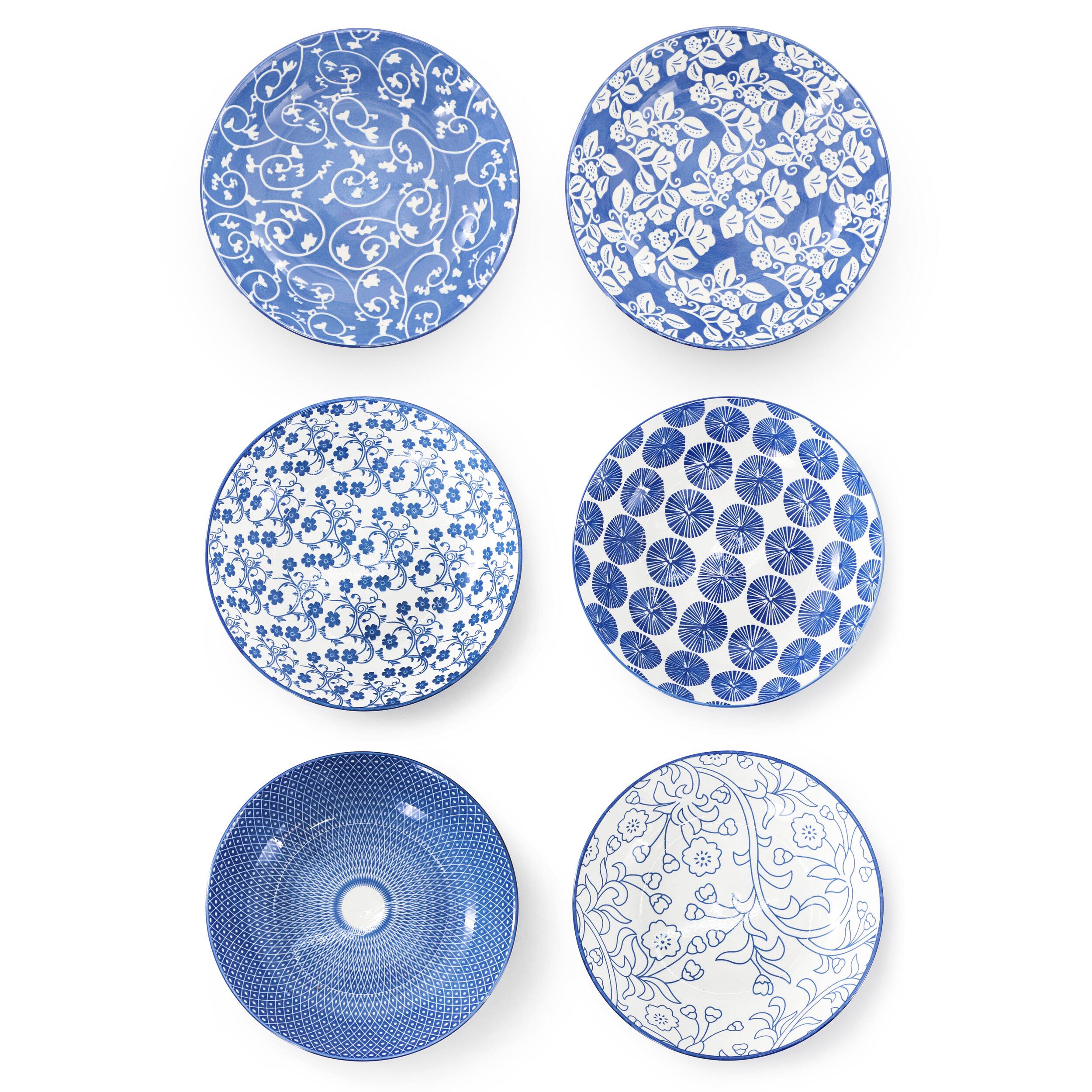 Alt View 1. Elama - Elama Aurora 6 Piece Assorted Porcelain Bowl Set in Blue - Blue.