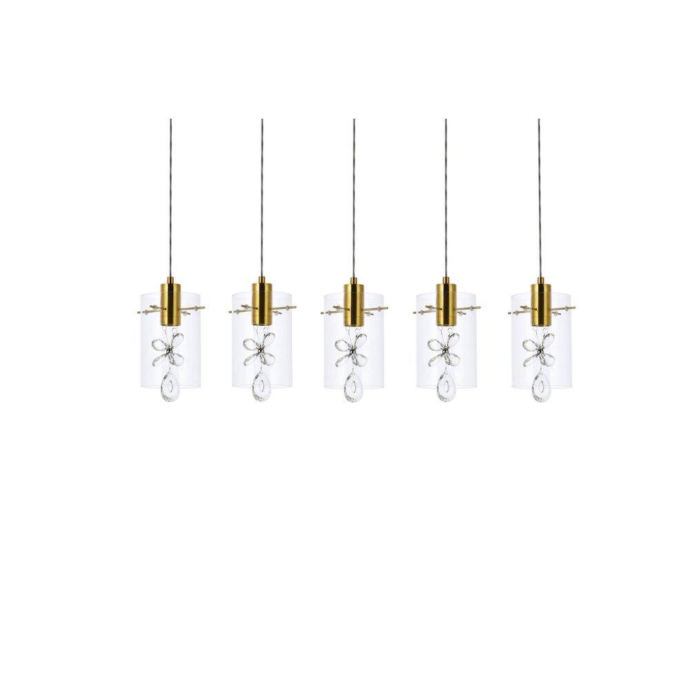 Alt View 2. Elegant Lighting - Hana 5 Lights Gold Pendant - Gold.