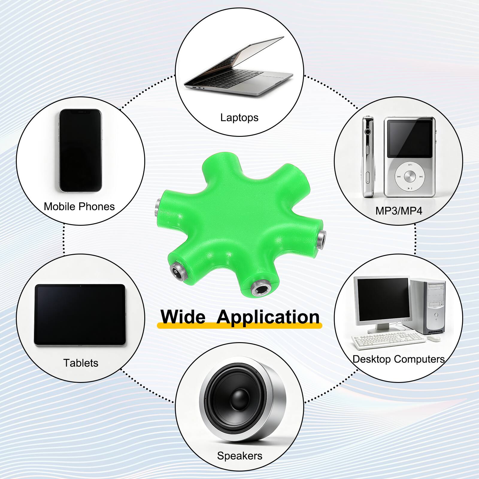 Laptops  
Mobile Phones  
MP3/MP4  
Wide Application  
Tablets  
Desktop Computers  
Speakers