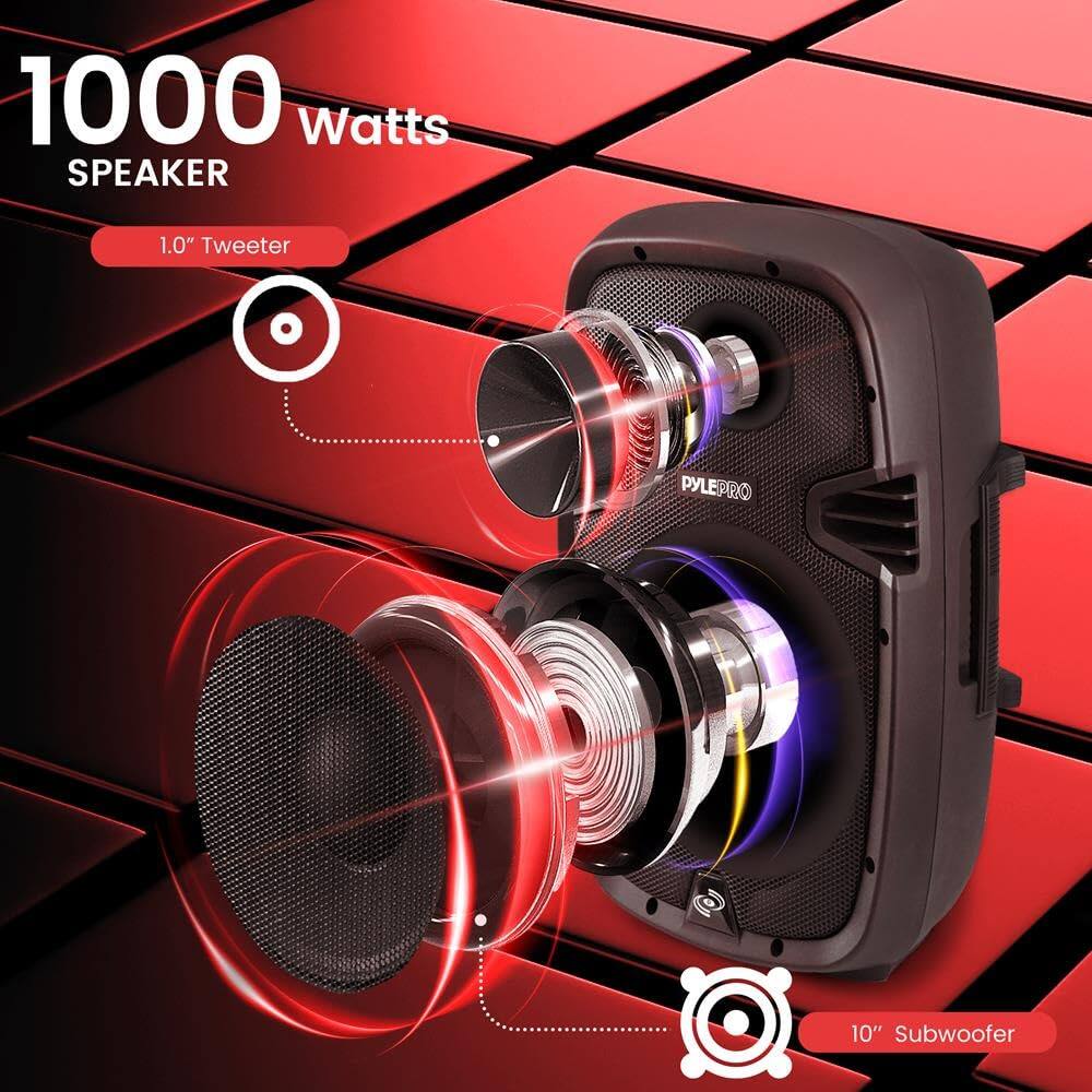 1000 Watts Speaker  
1.0" Tweeter  
PYLEPRO 10" Subwoofer