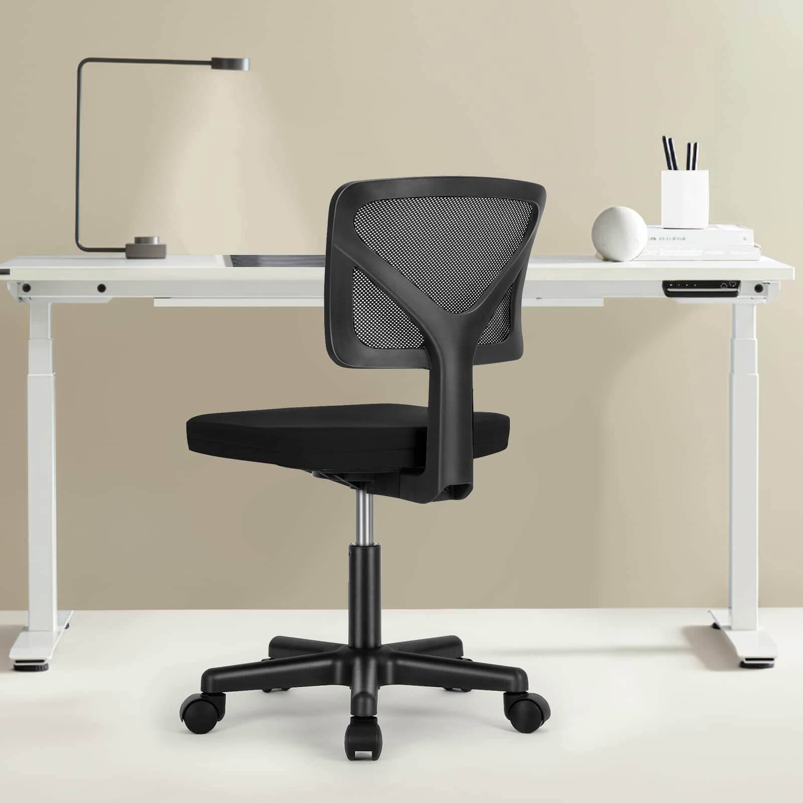 Back. Spaco - Spaco Mesh Low-Back Armless Office Chair,Swivel Rolling Computer Chair No Arms with Lumbar Support, for Home Office - Black.