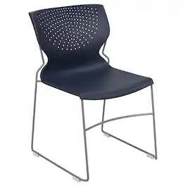 Emma + Oliver - Home and Office Stack Chair with Lumbar Support and Metal Frame - Guest Chair - Navy