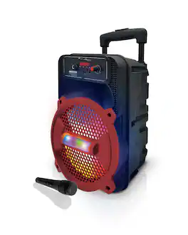 TopTech - Rock-8, 1500W Portable Bluetooth Speaker with Disco Lights & Microphone - Red