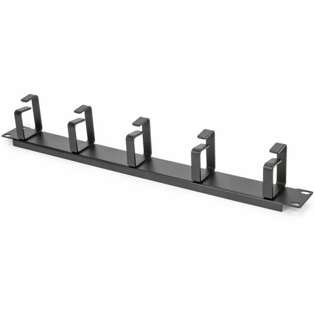 Front. Rocstor - 1U 19IN METAL RACKMOUNT CABLE MANAGEMENT PANEL -  1U - MOUNTS TO STANDARD 19 2 O - Black.