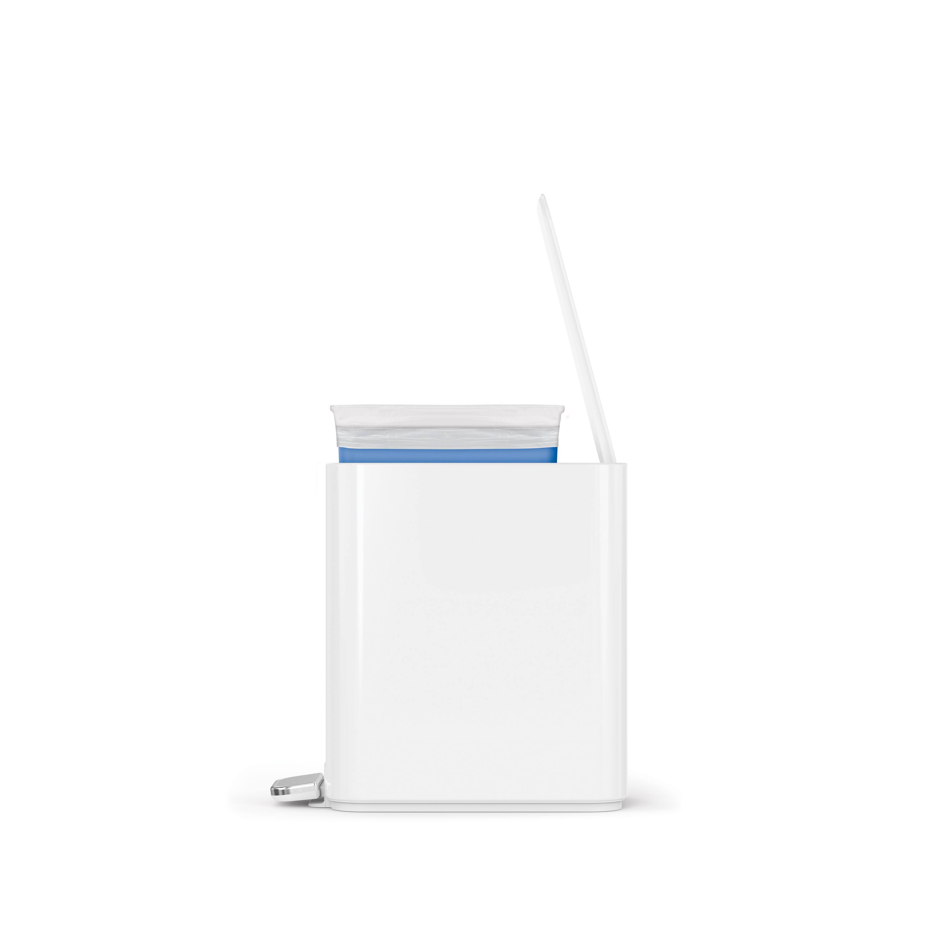 Alt View 1. simplehuman - 5L slim step can, white steel - White.