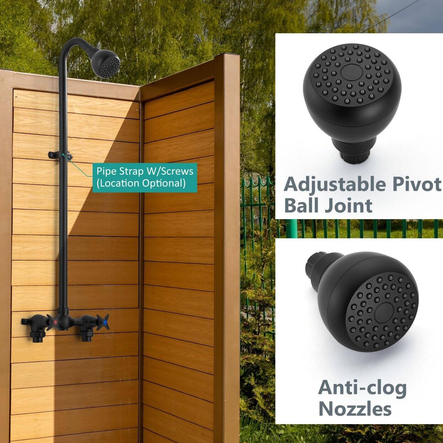 Pipe Strap W/Screws (Location Optional)  
Adjustable Pivot Ball Joint  
Anti-clog Nozzles