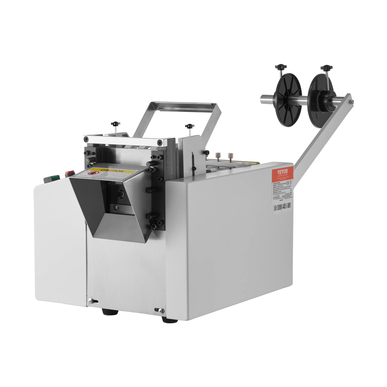 Alt View 5. VEVOR - Auto Heat-Shrink Tube Cutter, Cable Pipe Cutting Machine with 1mm-85mm Cutting Width, 0.1mm-99999.9mm Length - Silver.