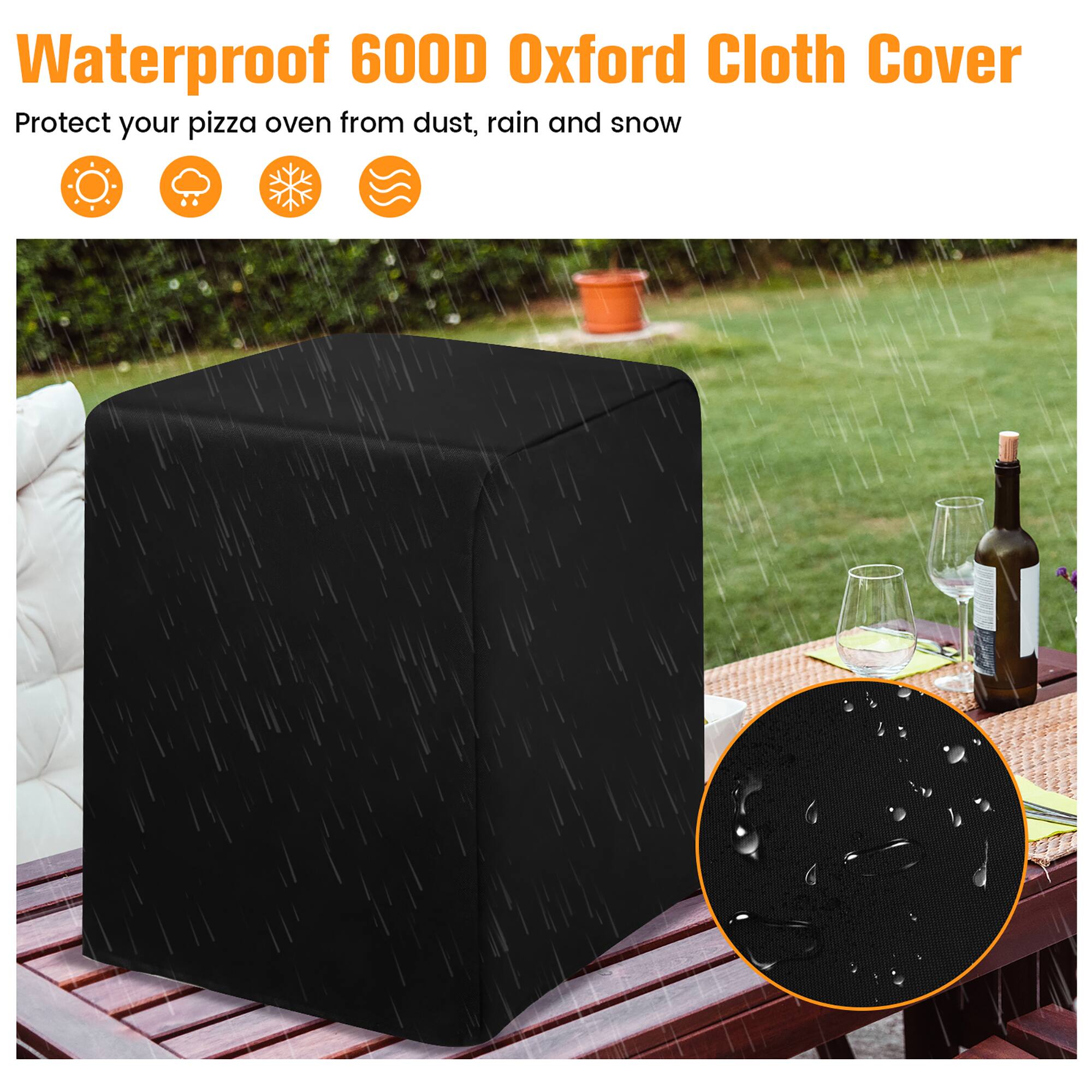 Waterproof 600D Oxford Cloth Cover Protect your pizza oven from dust, rain, and snow.