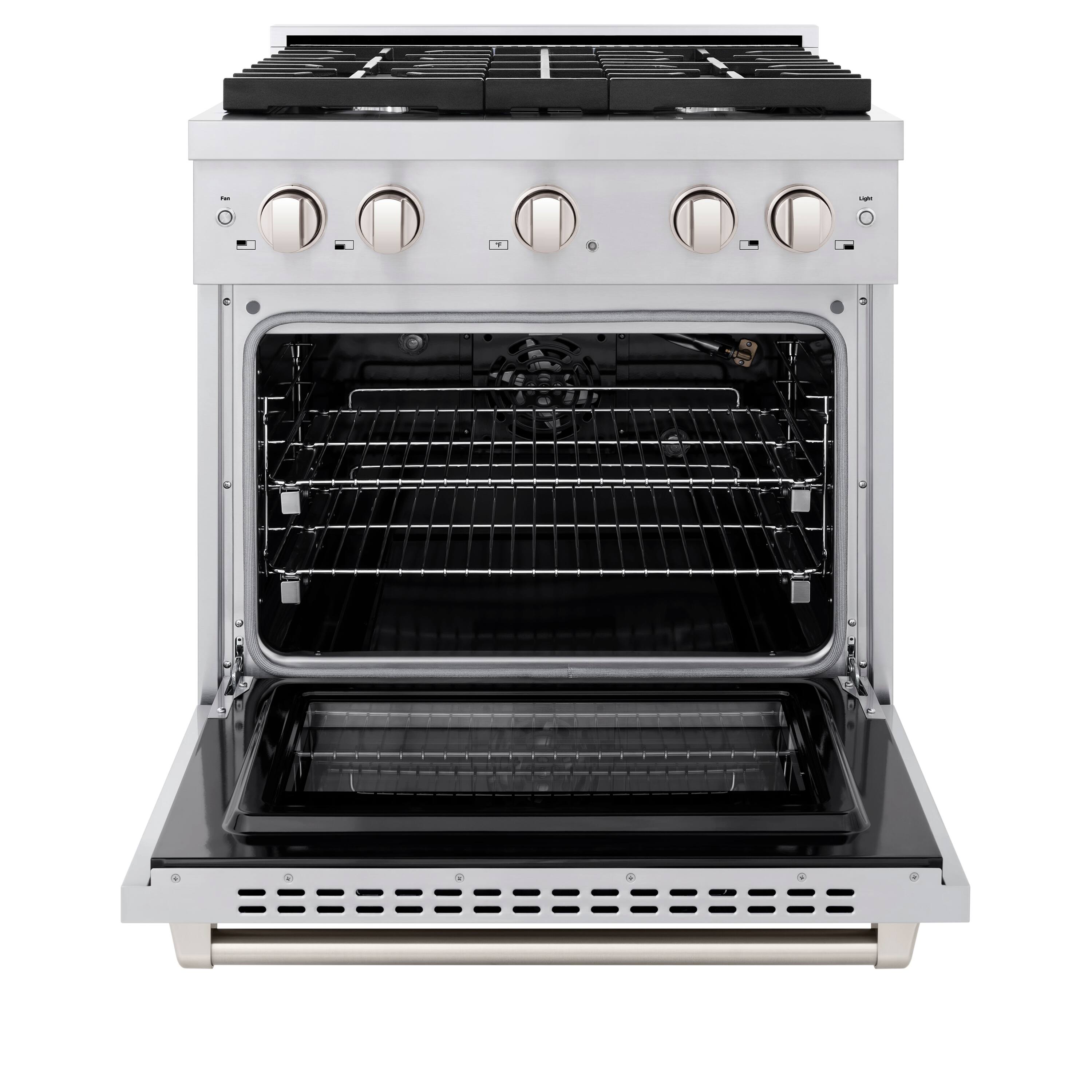 Angle. ZLINE - 30 in. 4.2 cu. ft. Paramount Freestanding Gas Range with 4 Burner Cooktop and Convection Gas Oven in Stainless Steel - Stainless Steel.