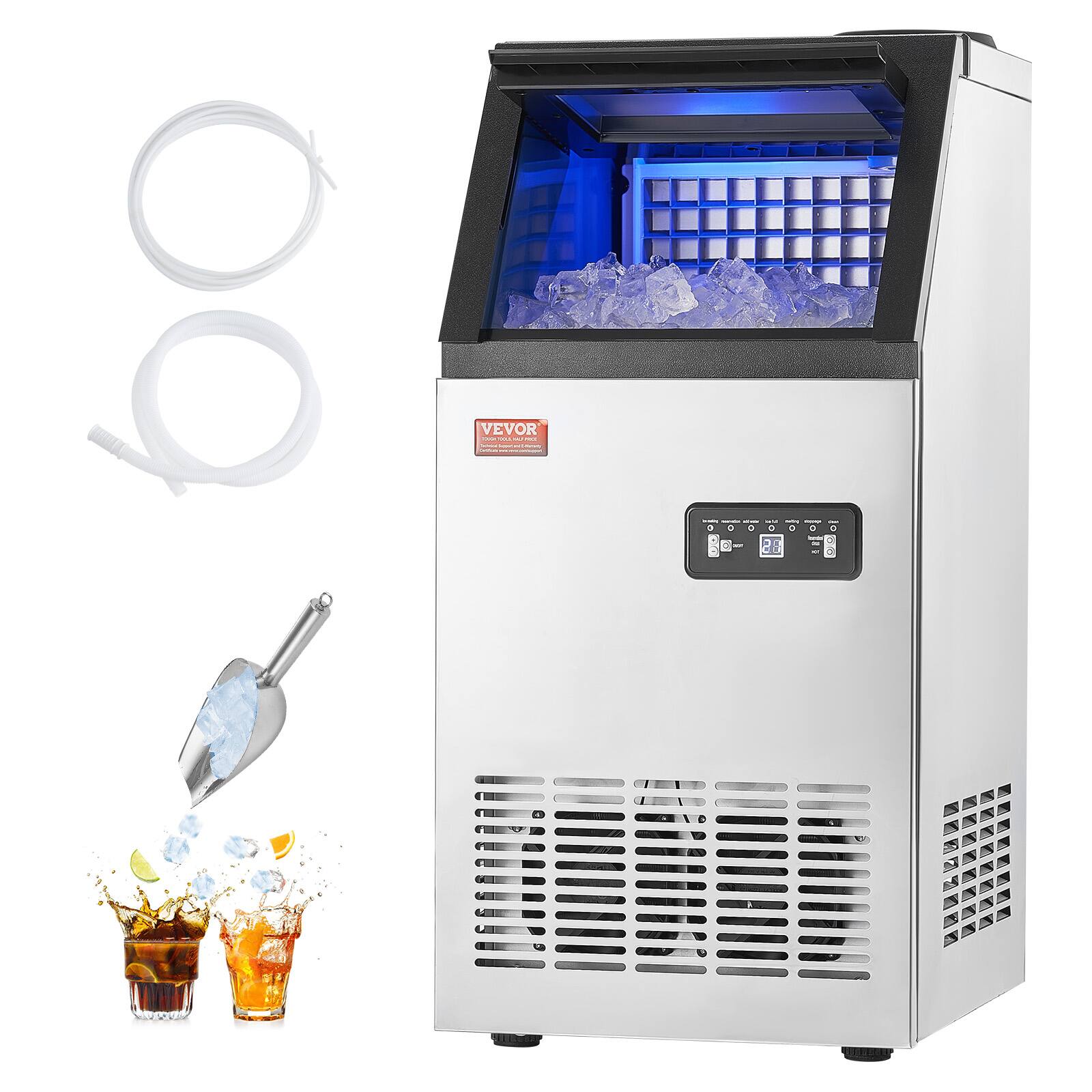 Alt View 5. VEVOR - 120lbs/24H Commercial Ice Maker, 36 Ice Cubes in 15 Minutes, with 28lbs Large Storage Capacity - Sliver.